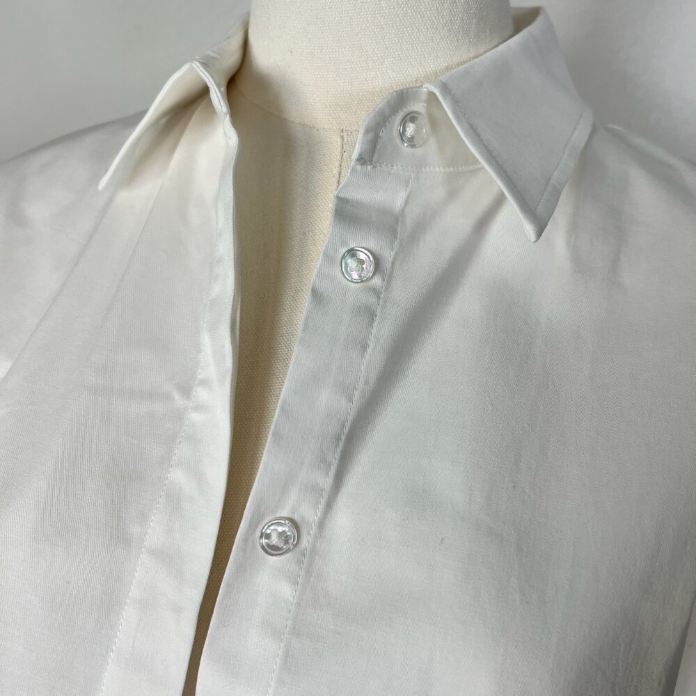 Chrldr White Cropped Button Down With Asymmetrica… - image 3
